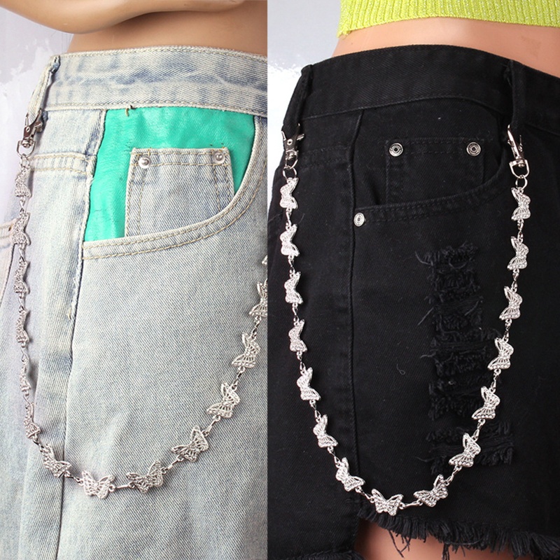 Youyo Dây Xích Một Lớp Hình Bướm Kèm Dây Xích Đeo Thắt Lưng Dạng Xích Goth Cho Nữ