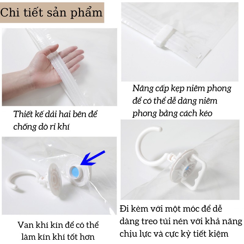 Túi Hút Chân Không, Túi Đựng Quần Áo Hút Chân Không Treo Tủ Ẩm Mốc LEON OFFICIAL