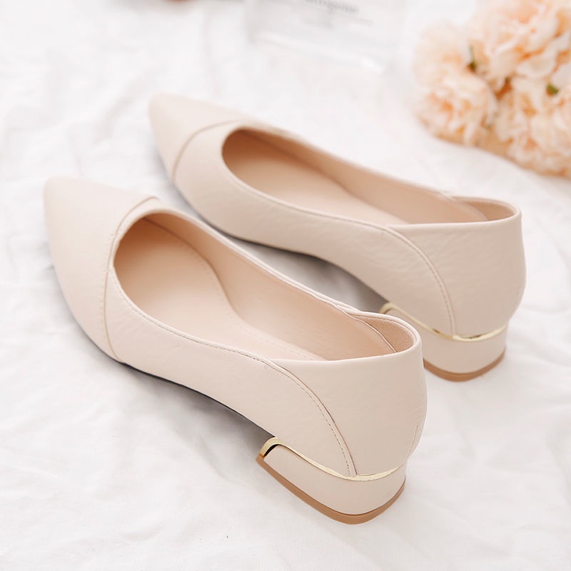 Giày Búp Bê Da Mềm Màu Trơn Dễ Phối Đồ Thời Trang Công Sở Cho Nữ