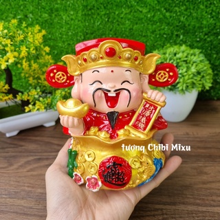 Tượng chibi Thần Tài 14cm đặc ruột - chậu vàng châu báu