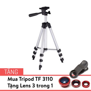 [ Tặng lens ĐT] Đế chụp hình Tripod TF-3110 + kẹp điện thoại + remote bluetooth