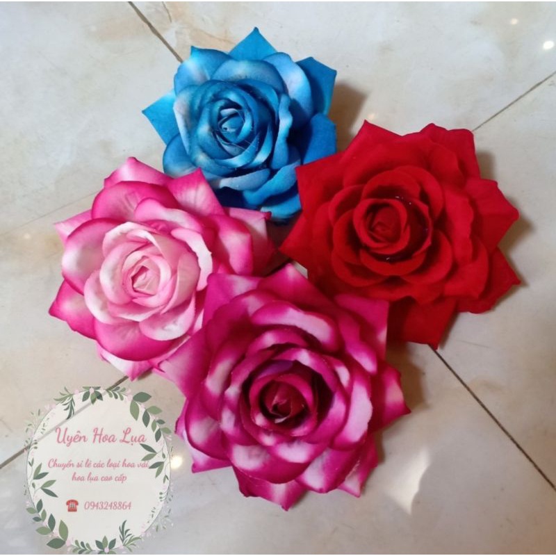 Combo 10 đầu bông Hồng Nhung_ Hoa lụa cao cấp