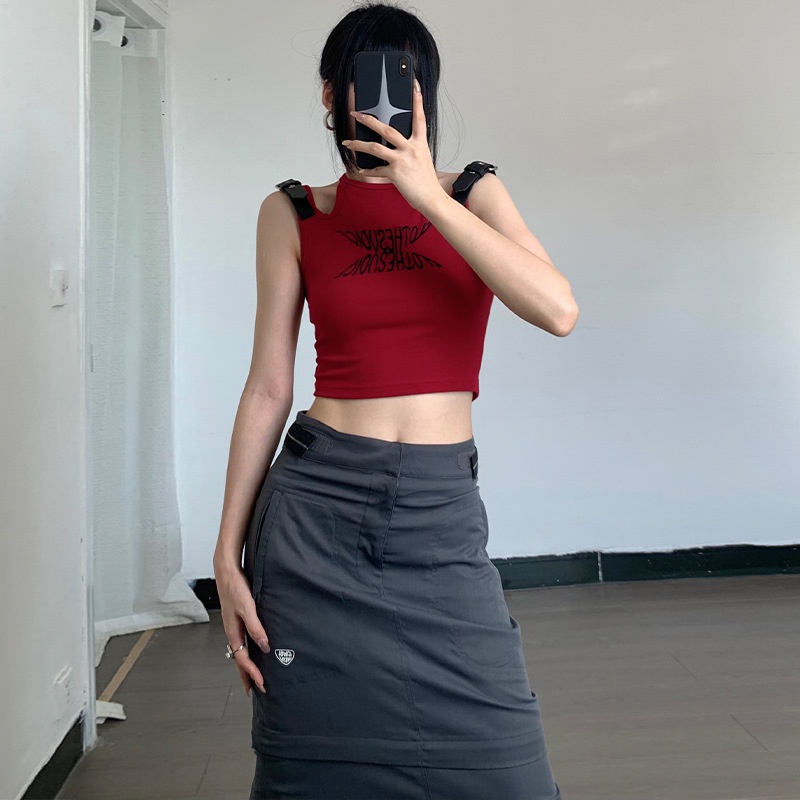 DUNEA Áo Tank Top Thêu Chữ Thời Trang Cho Nữ