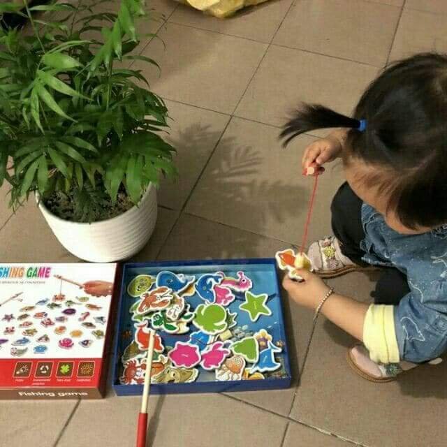 [ SỈ] Đồ Chơi Câu Cá, Bộ Đồ chơi câu cá 3D bằng gỗ Loại To 32 con gắn Nam Châm an toàn cho bé- DC3