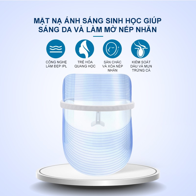 Mặt nạ ánh sáng sinh học 💖SIÊU HOT💖 Quang Phổ Trẻ Hóa Làn Da 3 màu Led Face Mask [Lỗi 1 Đổi 1 Trong 7 Ngày]