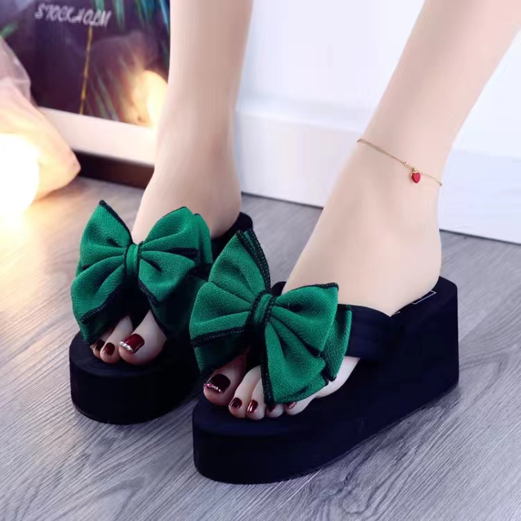 Dép Xỏ Ngón Cao Gót 6cm Đế Xuồng Đính Hoa Hoạt Hình Dễ Thương