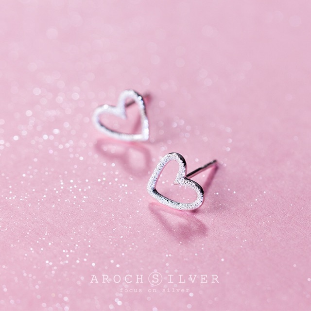 Khuyên tai bạc Ý s925 Simple Heart E3145 - AROCH Jewelry