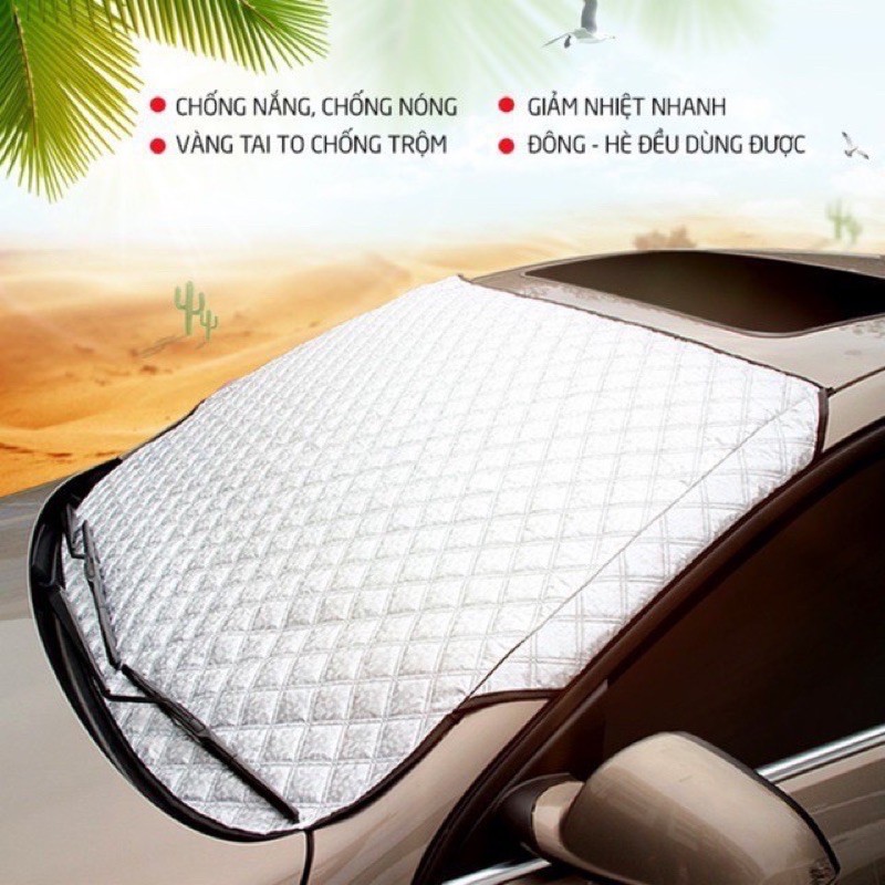 bạt che kính lái ô tô tráng bạc 3 lớp cao cấp chống nóng