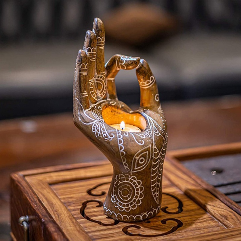 Giá Đỡ Nến Hình Tượng Người Tập Yoga Bằng Resin Để Bàn Trang Trí