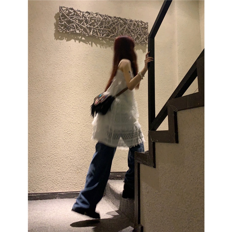 Đầm Yếm Phối Ren Màu Trắng Thời Trang Mùa Hè Xinh Xắn Cho Nữ