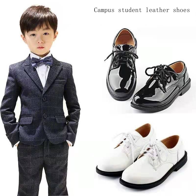 Giày Da Thời Trang Xuân Thu Anh Quốc Màu Đen Cho Bé Trai Và Gái 2021