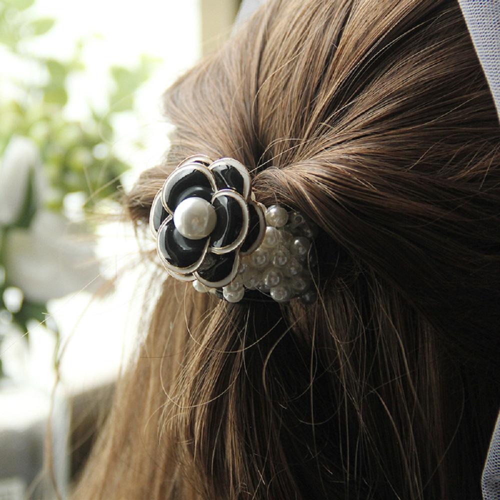 Dây Buộc Tóc Cao Su Co Giãn Đính Hoa Lấp Lánh Thời Trang Cho Nữ