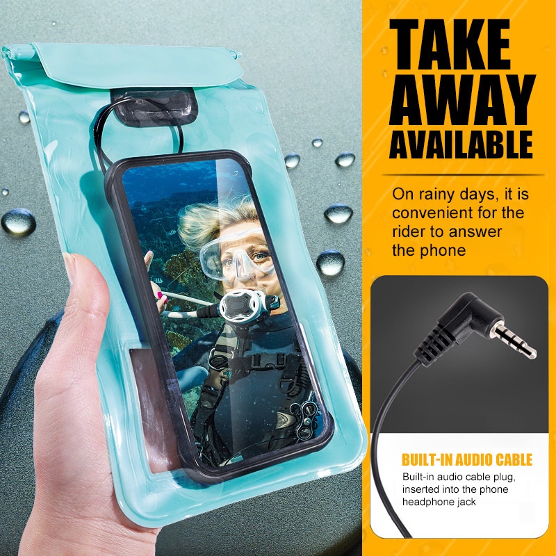 Túi Đựng Điện Thoại Bằng TPU Chống Thấm Nước Kích Thước 23X13cm Kèm Giắc Cắm Âm Thanh Và Dây Đeo Tiện Dụng Cho Điện Thoại