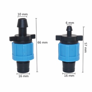  2 Đầu nối khóa ren 16mm Khuỷu tay / thẳng / T / Đầu nối phích cắm cho băng nhỏ giọt
