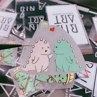 Decal ủi nhiệt khủng long couple dễ thương | Logo Sticker Patch in áo ủi trực tiếp lên vải - Rinart.vn