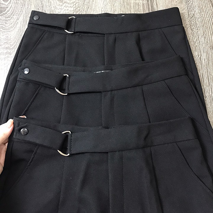 Quần baggy nữ Choobe cạp cao khuyên chữ D chất vải Vitex đồ công sở cao cấp form dáng chuẩn - Q04