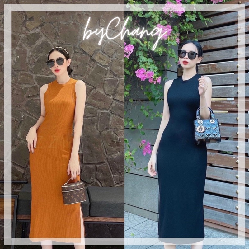 Đầm Body Maxi Thun Gân Áo Ba Lỗ Mặc Hè Co Giãn Nhiều Dáng Suôn byChang