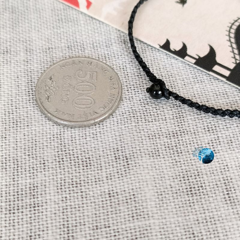 Vòng tay tết dây lu thống mini đá moss agate