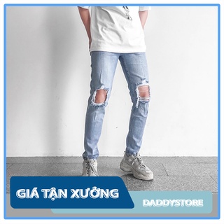 Quần Jean Nam Xanh Rách Gối Cao Cấp ✅ Jean Co Giãn Rách Gối ✅ [895] Daddyst