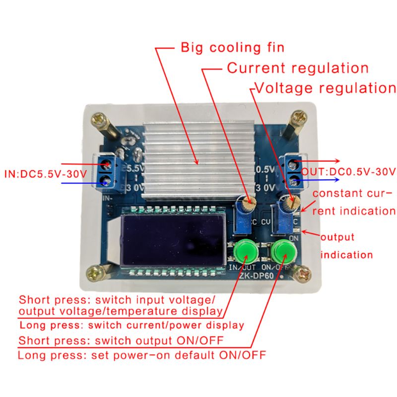 Mô-đun Điều Chỉnh Nguồn Điện DC 0.5-30V 6A 60W / 4A 35W