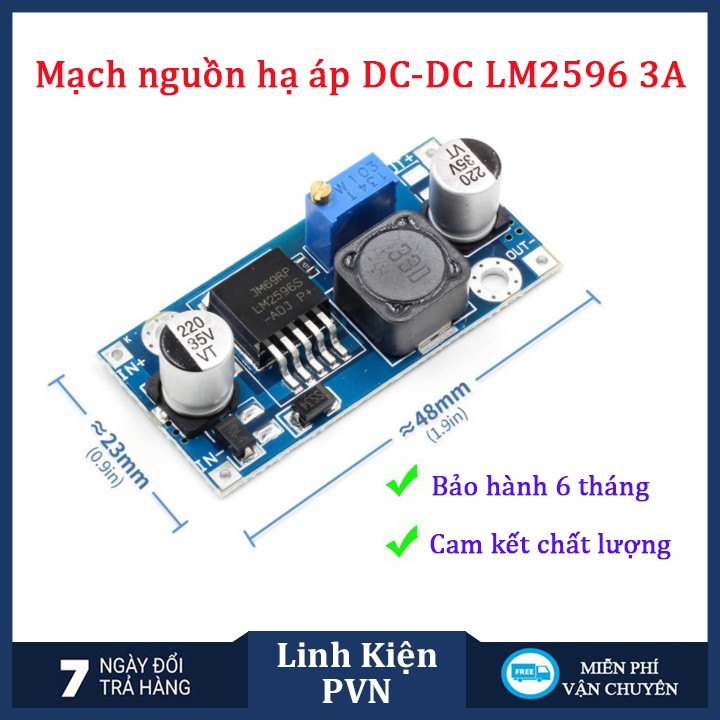 ✅ [BẢO HÀNG 6 THÁNG]Mạch nguồn hạ áp DC-DC 3A LM2596 ADJ