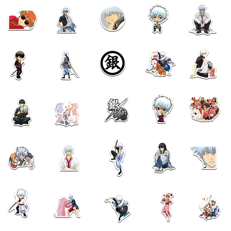 Set 50 Miếng Dán Trang Trí Hình Hoạt Hình Gintama