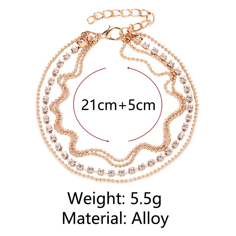 Lắc Chân Hợp Kim Nhiều Lớp Đính Đá Xinh Xắn Cho Nữ | BigBuy360 - bigbuy360.vn