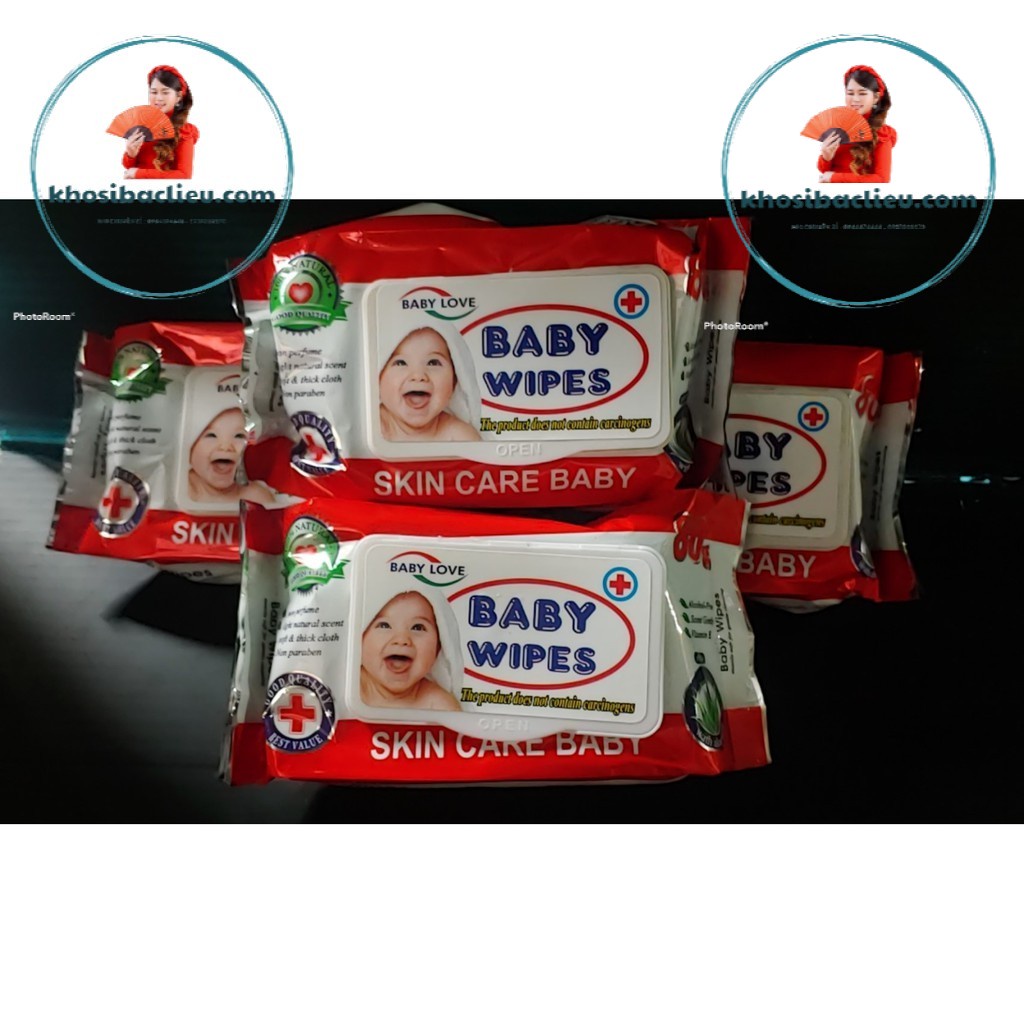COMBO 5 Gói Khăn Ướt Kháng Khuẩn Không Mùi An Toàn Cho Bé BABY WIPES loại 80gram