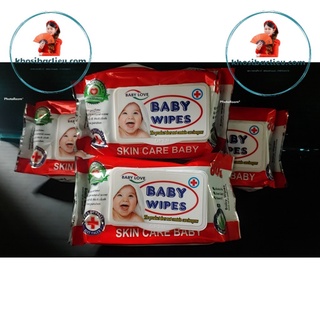 Gói khăn ướt kháng khuẩn không mùi an toàn cho bé baby wipes loại 80gram