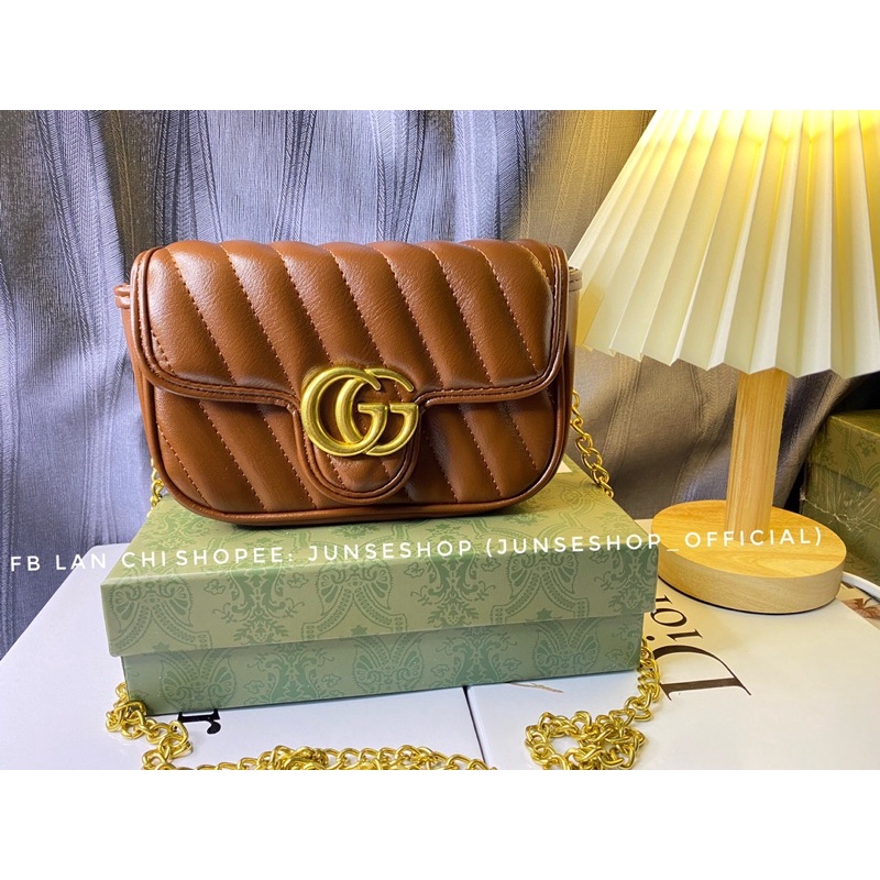 Túi Chư G màu nâu tây size 17cm fullbox cực sang
