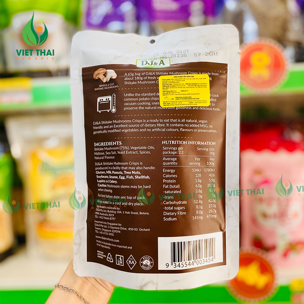 Nấm Hương Sấy Giòn DJ&A Úc ( 65G ) Thơm ngon giòn rụm | BigBuy360 - bigbuy360.vn