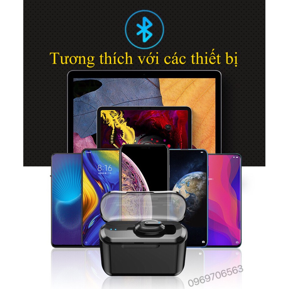 Tai Nghe Bluetooth Không Dây Mini Pin Trâu T1 PRO BASS Kèm Dock Sạc Có thể Sạc Cho Điện Thoại