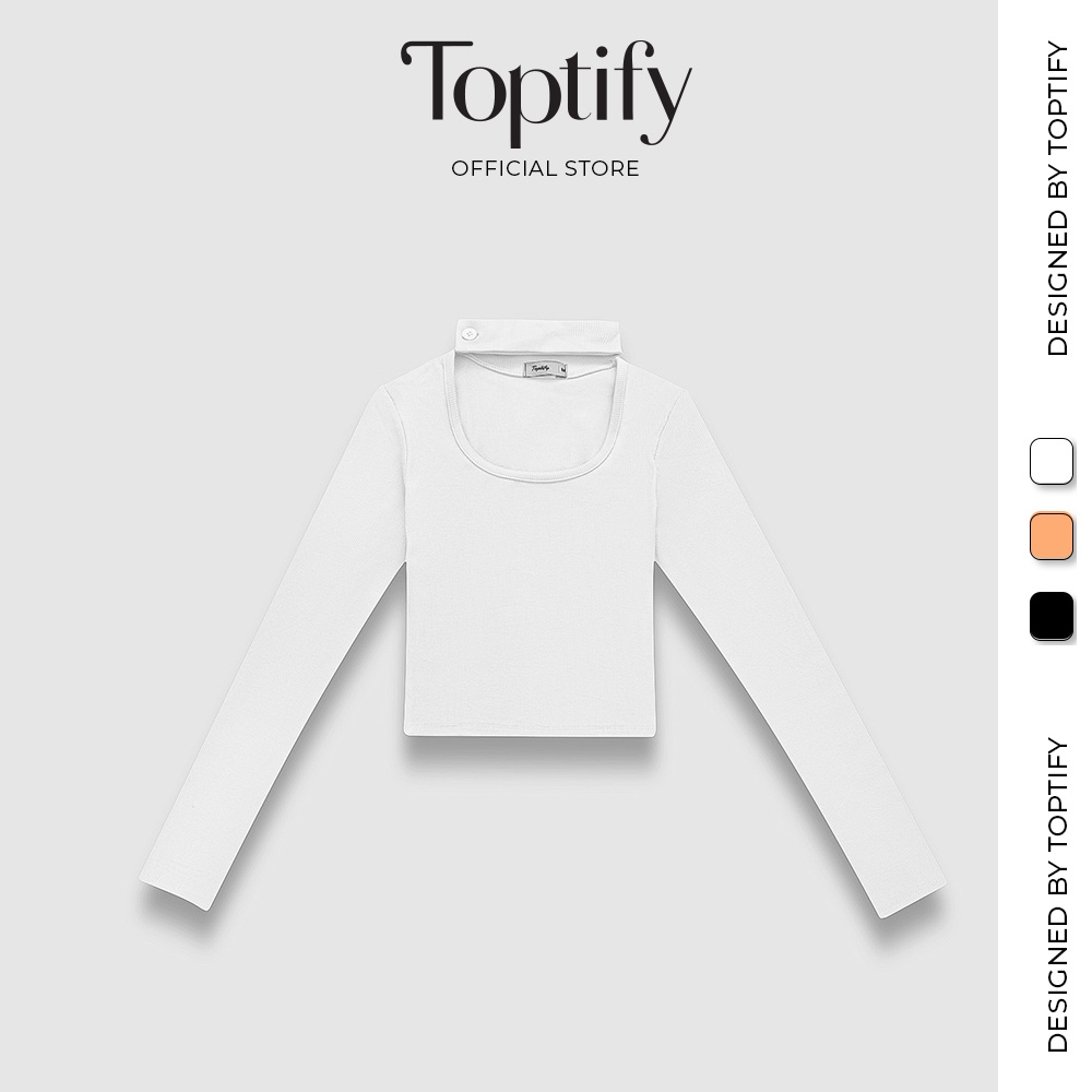 Áo croptop nữ body tay dài TOPTIFY cổ tròn có dây cài cổ Monaco Top AC13