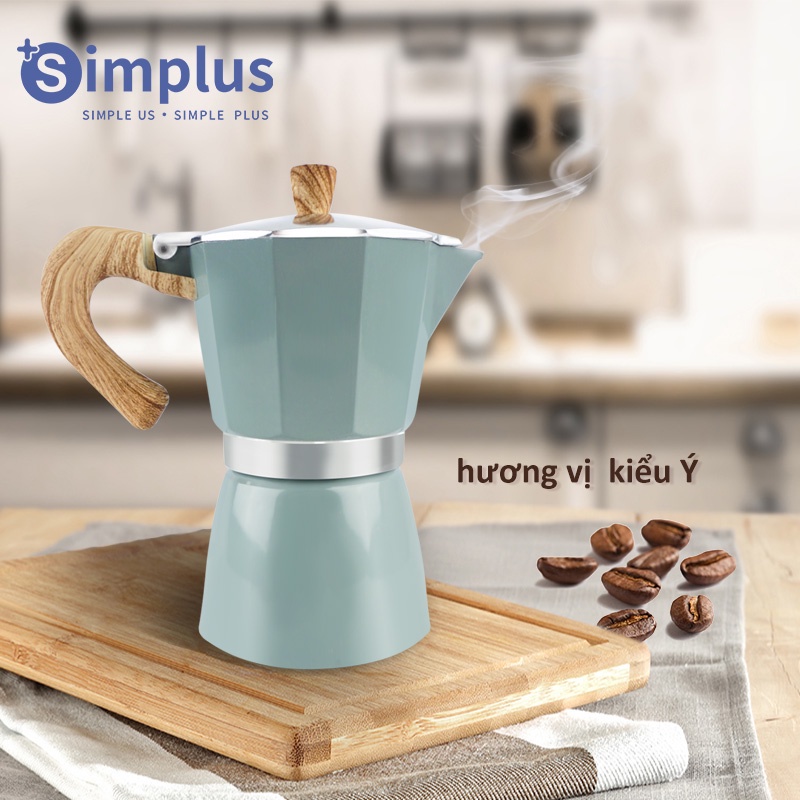 Simplus Ấm Pha Cafe - Bình Pha Moka Kiểu Ý Thiết Bị Pha Cà Phê Cầm Tay Tiện Lợi Thích Hợp Cho Bếp Từ