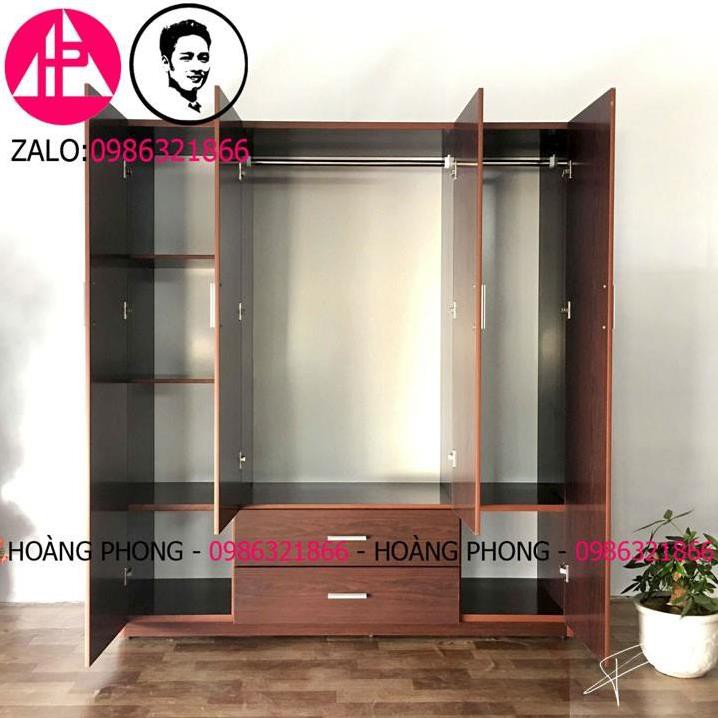 Tủ quần áo 4 cánh mãu gỗ - Tủ nhựa đài loan cao cấp (1m62 x 1m85) Miễn phí vận chuyển Bảo hành 2 năm tại nhà