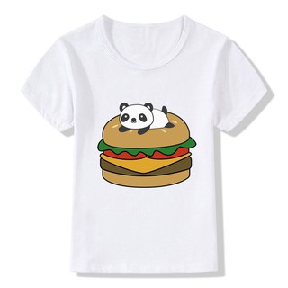 HOT- Áo thun ngắn tay hình gấu trúc / mèo burger cho bé - áo chất