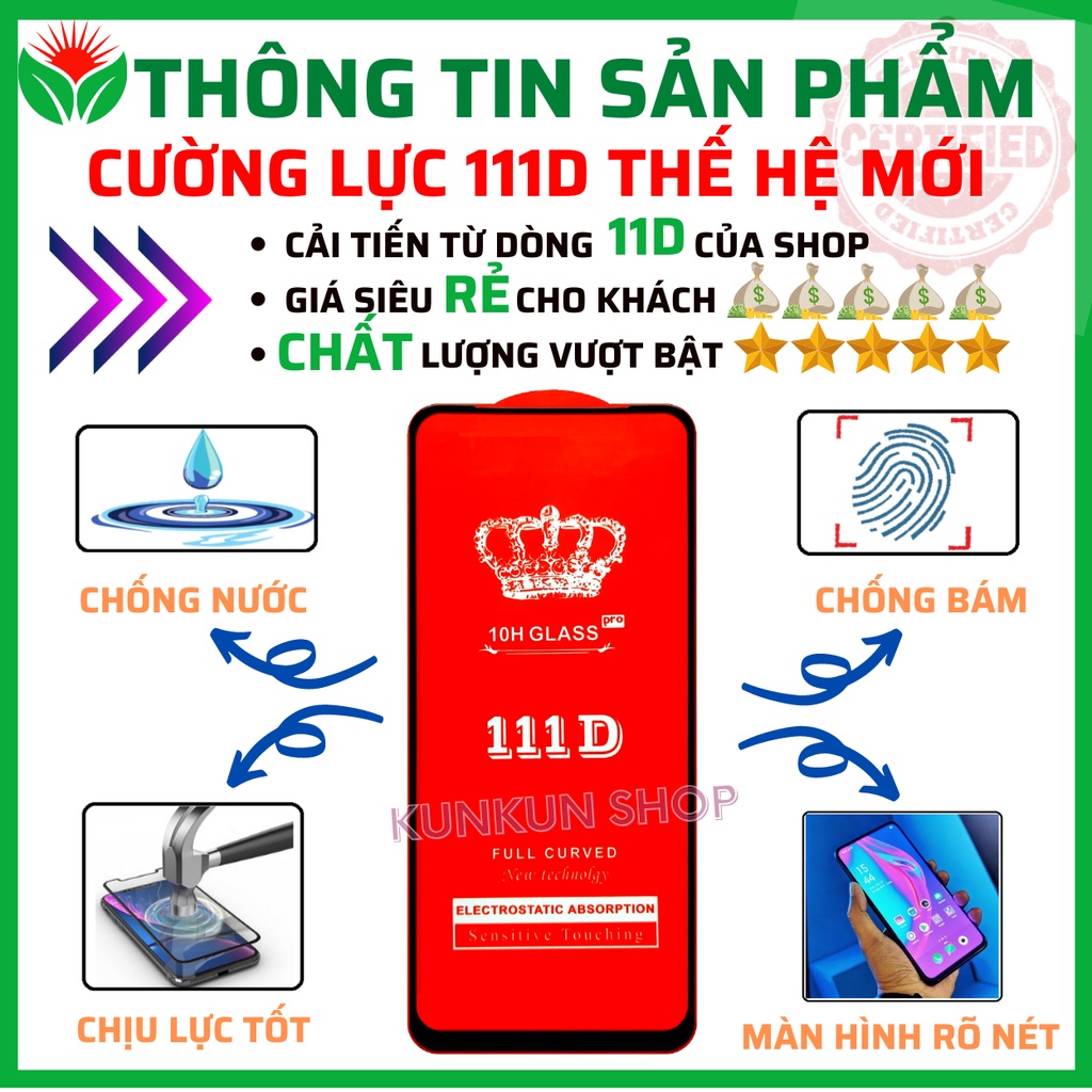 Kính cường lực Redmi Note 9s / 9 Pro / 9 Pro Max - Dán Full màn hình 111D - Độ trong suốt cực cao- Chống bám vân tay tốt