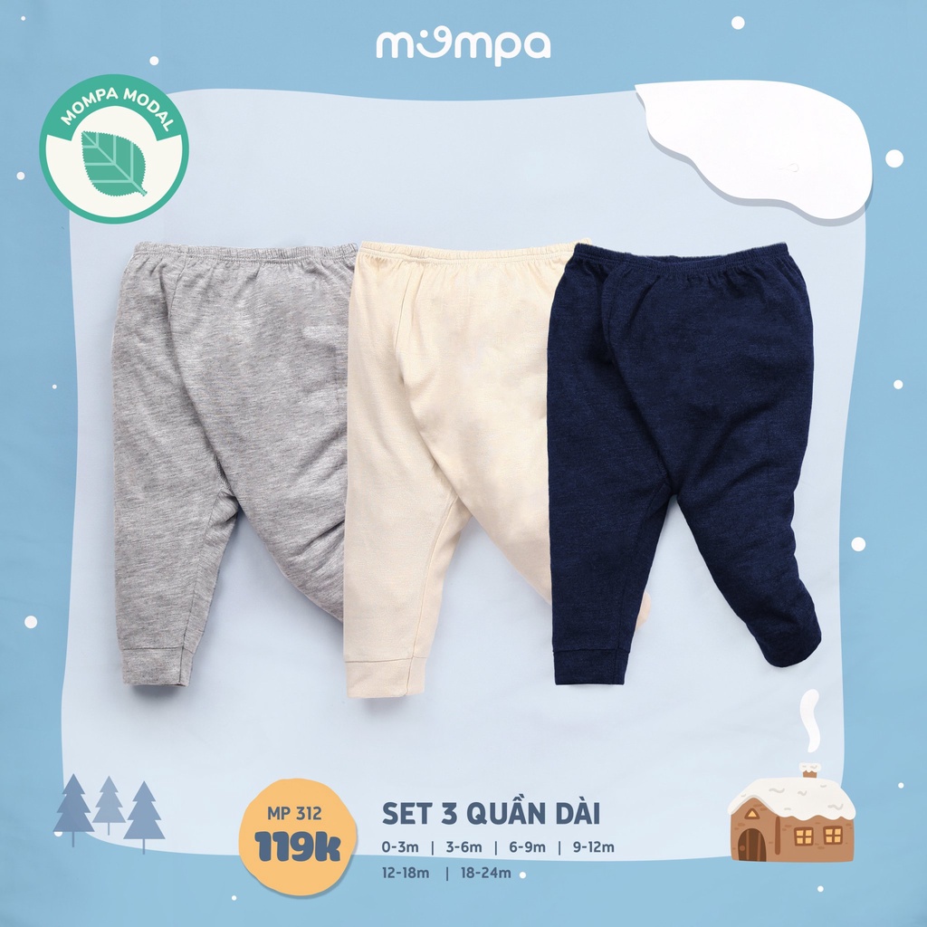 Set combo 3 quần cho bé từ 0-24M - Mompa MP312