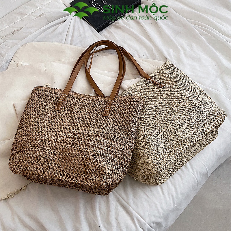 Túi xách nữ, túi cói vintage, túi đi biển Sinh Mộc - M3010
