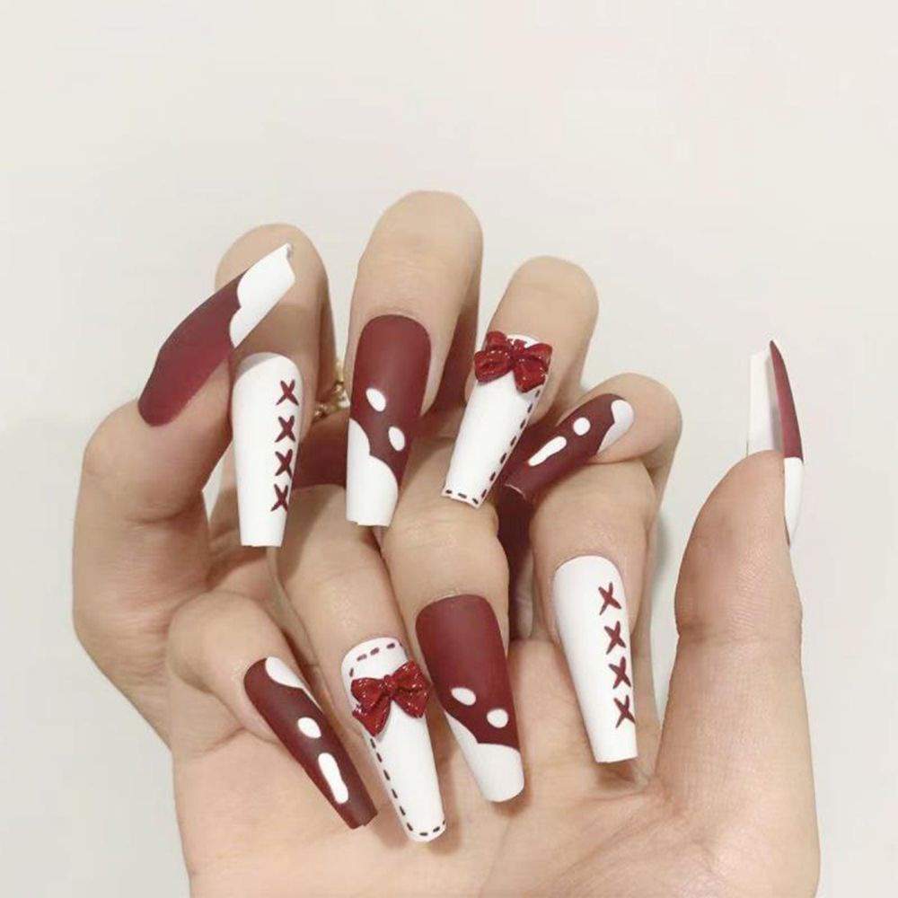 [Hàng mới về] Hộp 24 móng tay giả dài nhiều kiểu dáng có thể tháo rời + keo dán