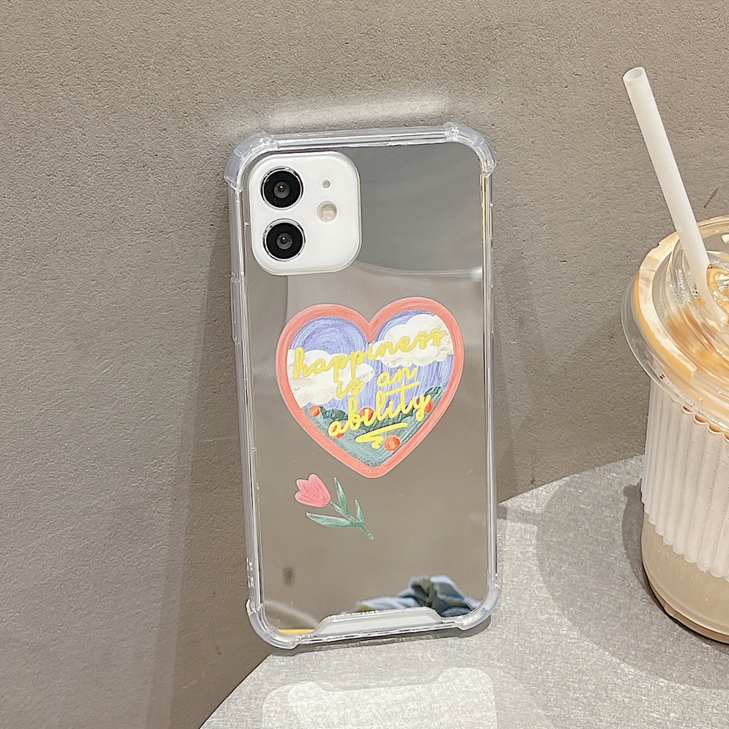 Ốp lưng iphone ốp Điện Thoại Mềm Gắn Gương Hình Trái Tim Hoạt Hình Cho iPhone 12 11 6/6plus/6s/6splus/7/7plus/8/8plus/x/xr/xs/11/12/Pro