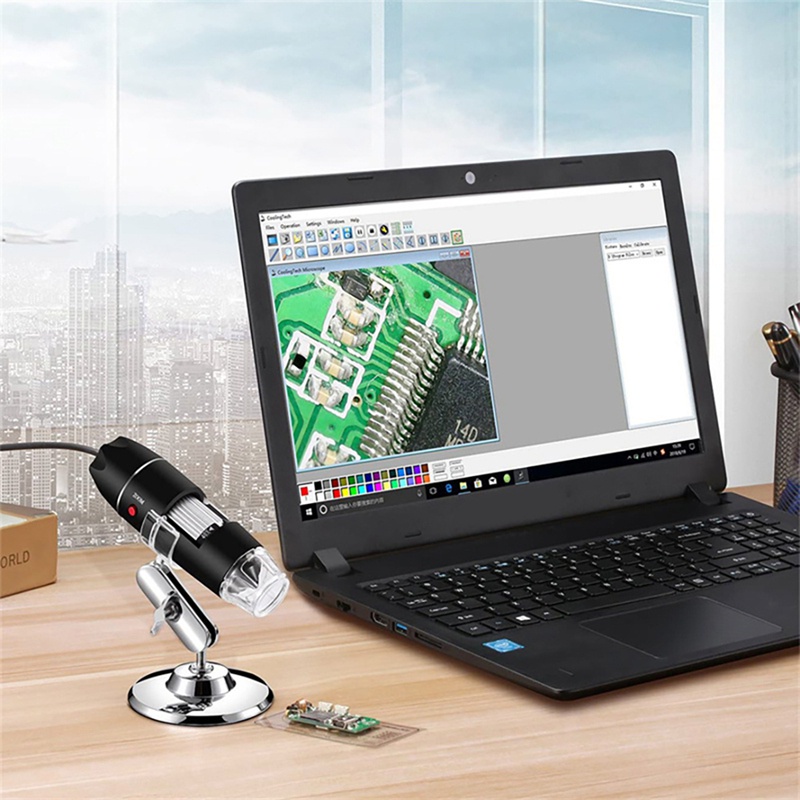 Kính Hiển Vi USB 1600X Độ Phóng Đại 8 LED Với Đầu Chuyển Đổi TYPE-C 3 Trong 1 Tiện Dụng