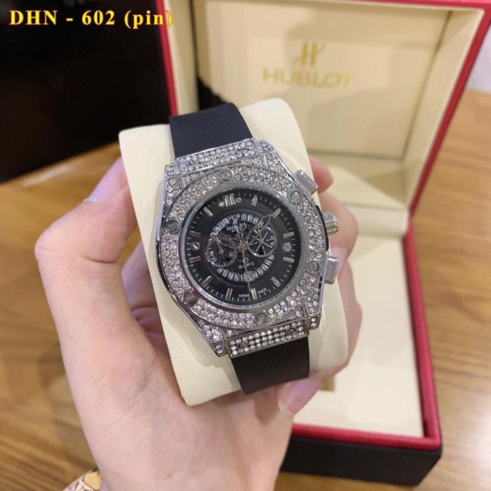 [Free Ship]  (Hublot) Đồng hồ Hublot nam nữ - đồng hồ cặp đôi đang yêu hàng đẹp full dá , day silicon hương vani - Hulo | BigBuy360 - bigbuy360.vn