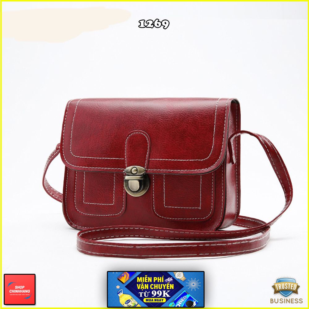 Túi đeo chéo thời trang✨FREESHIP✨túi hộp nữ khóa cài phong cách vintage SH1269