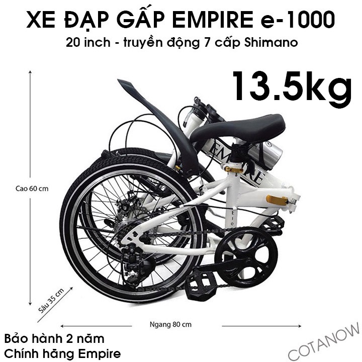 Xe đạp gấp Empire E-1000 bánh 20 inch, gấp gọn tiện lợi