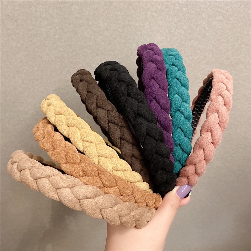 Bờm tóc bện nhung nhiều màu vintage