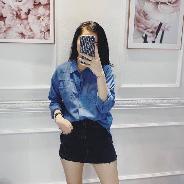 Áo sơ mi nhung tăm dáng thụng cao cấp