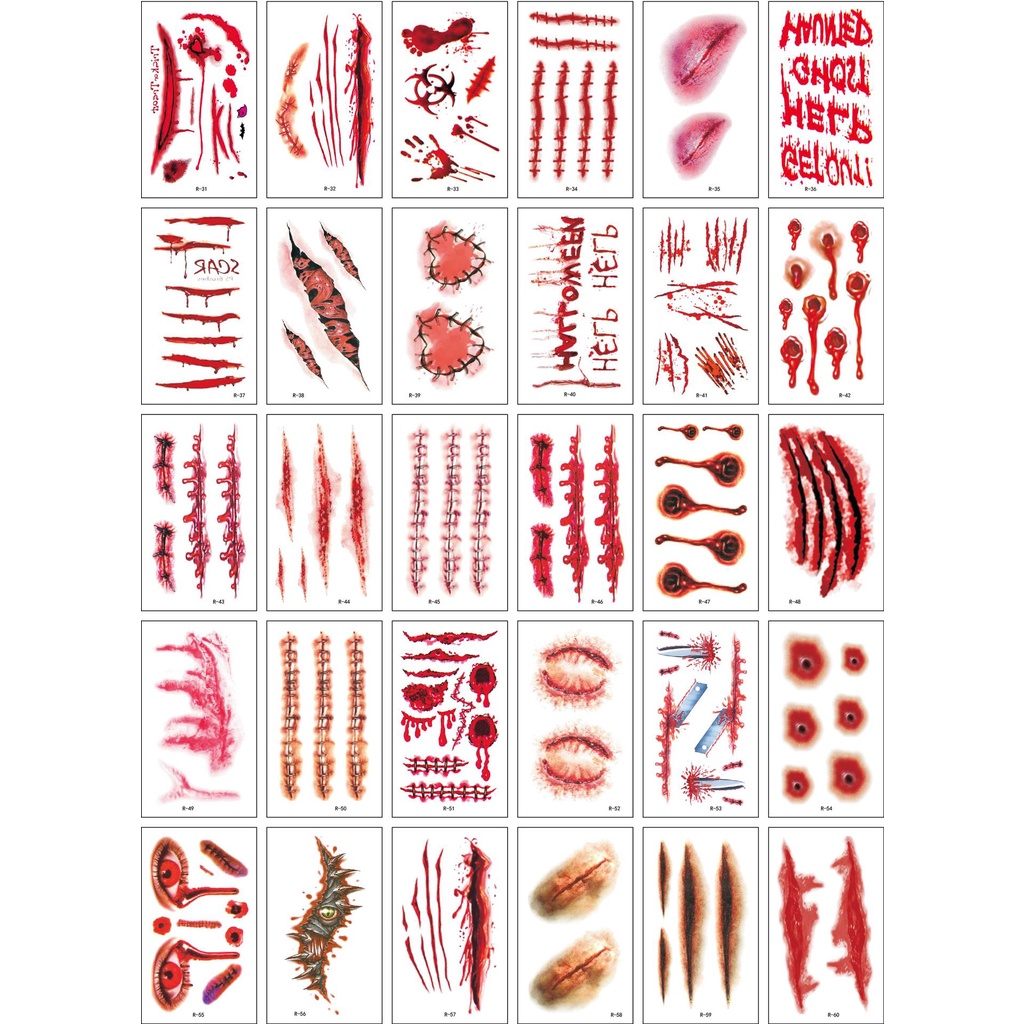 Set 30 Hình Xăm Dán Chống Nước Họa Tiết Halloween Hoạt Hình Vui Nhộn Cho Trẻ Em