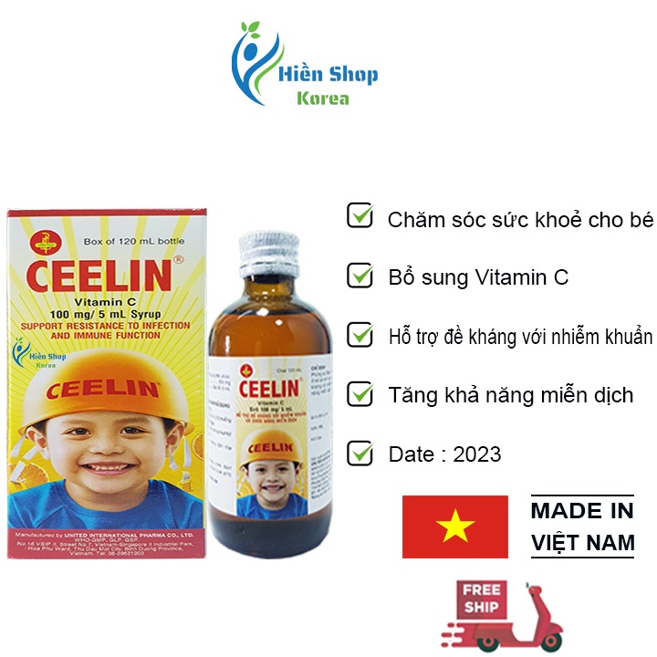 Ceelin Siro Vitamin C tăng sức đề kháng với nhiễm khuẩn và chức năng miễn dịch cho bé