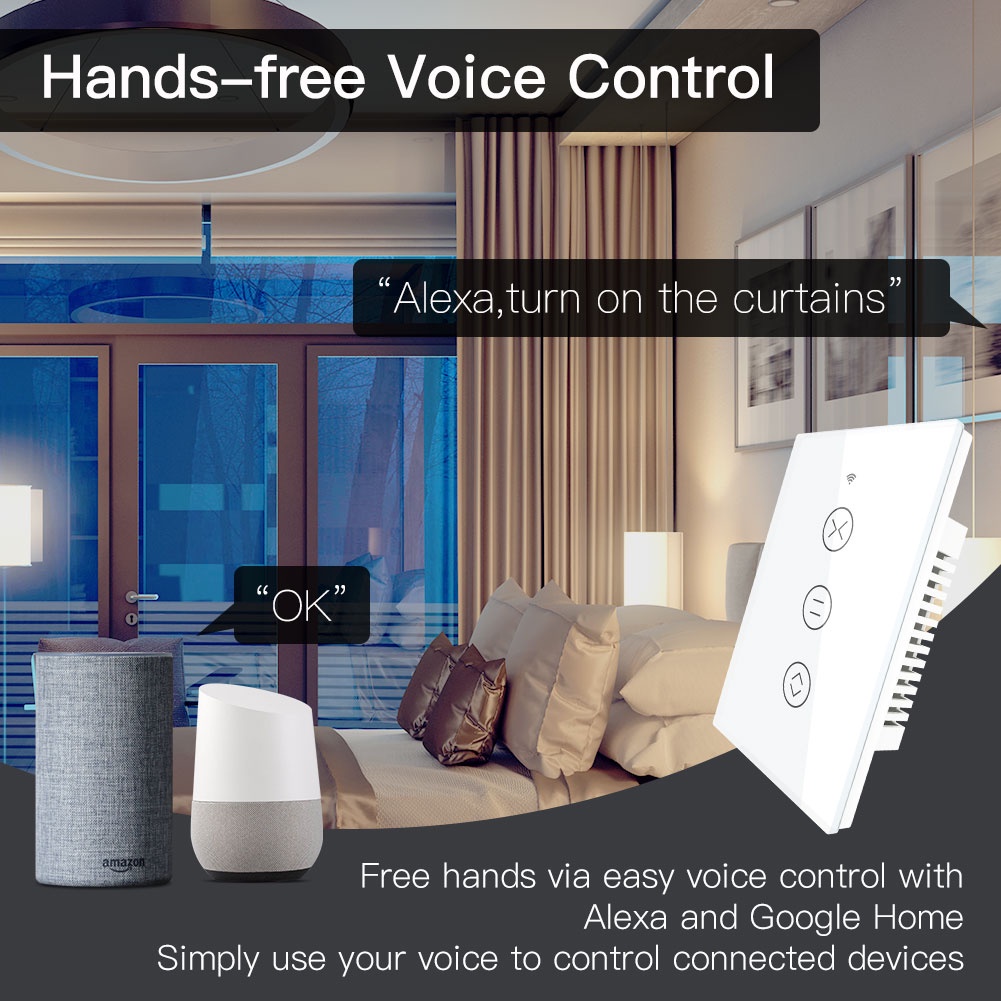 GOOGLE Công TắC ĐiềU KhiểN RèM CửA Thông Minh WiFi Tuya 1 & 2 Cho ĐộNg Cơ ĐiềU KhiểN Từ Xa KèM Phụ KiệN